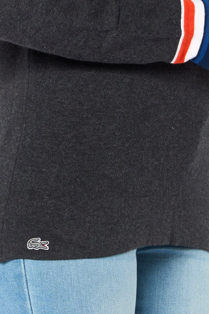 LACOSTE Women Crew Neck Heather Sweater, Dark Grey - Image 5